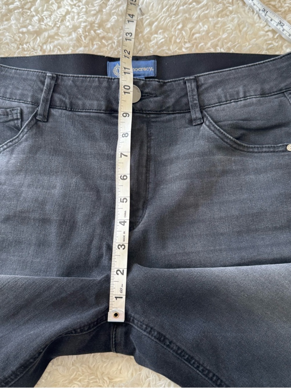 Democracy AB Solution Stretch Wide Leg Bootcut Faded Black Denim Jeans Size 12 - Picture 6 of 11